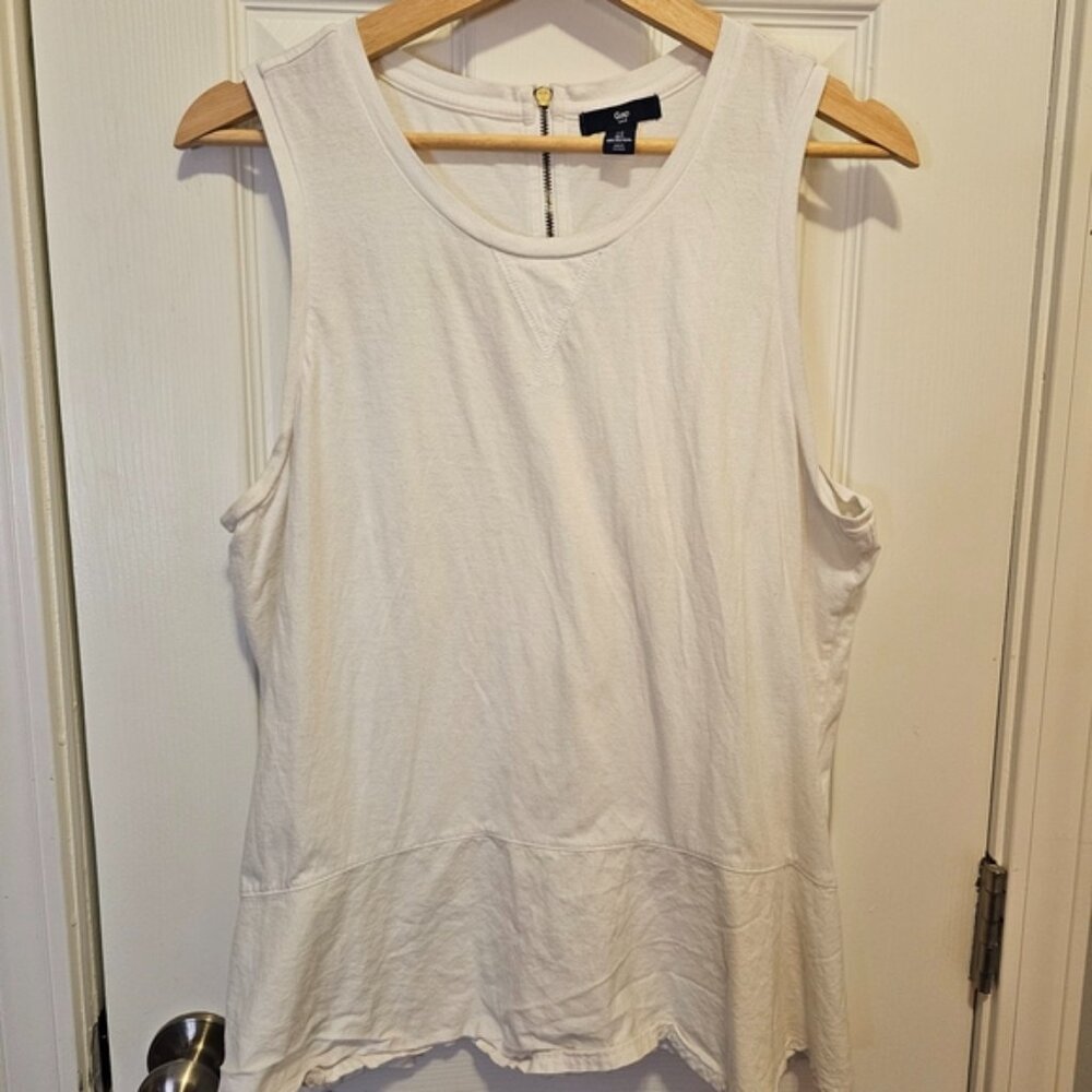GAP White Sleeveless Tank Top Zipped Back